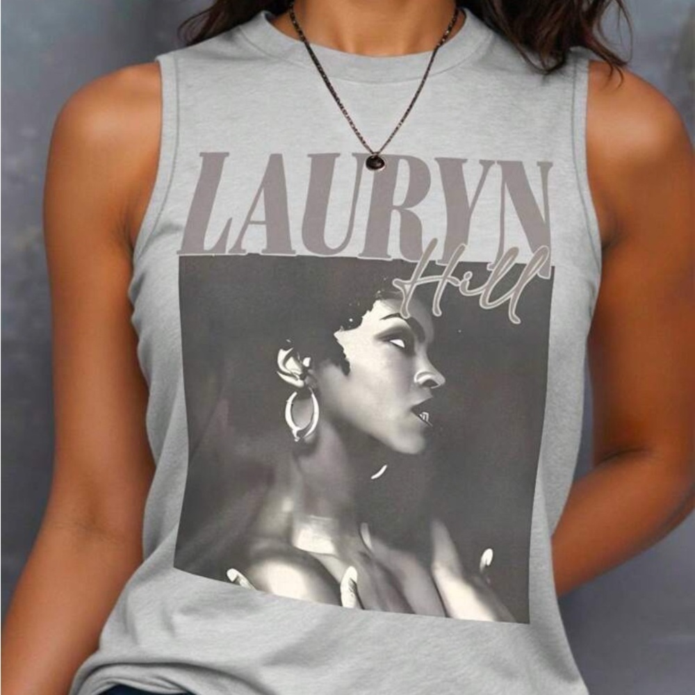 Graphic Camisole Tank Top, Lauren Hill Size 3XL Grey #00280